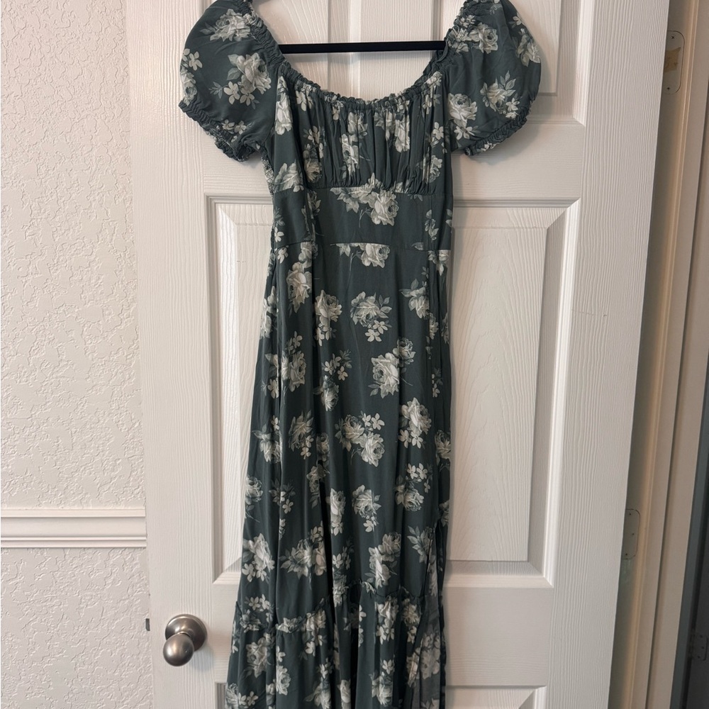 Hollister Dark Green Floral Maxi Dress